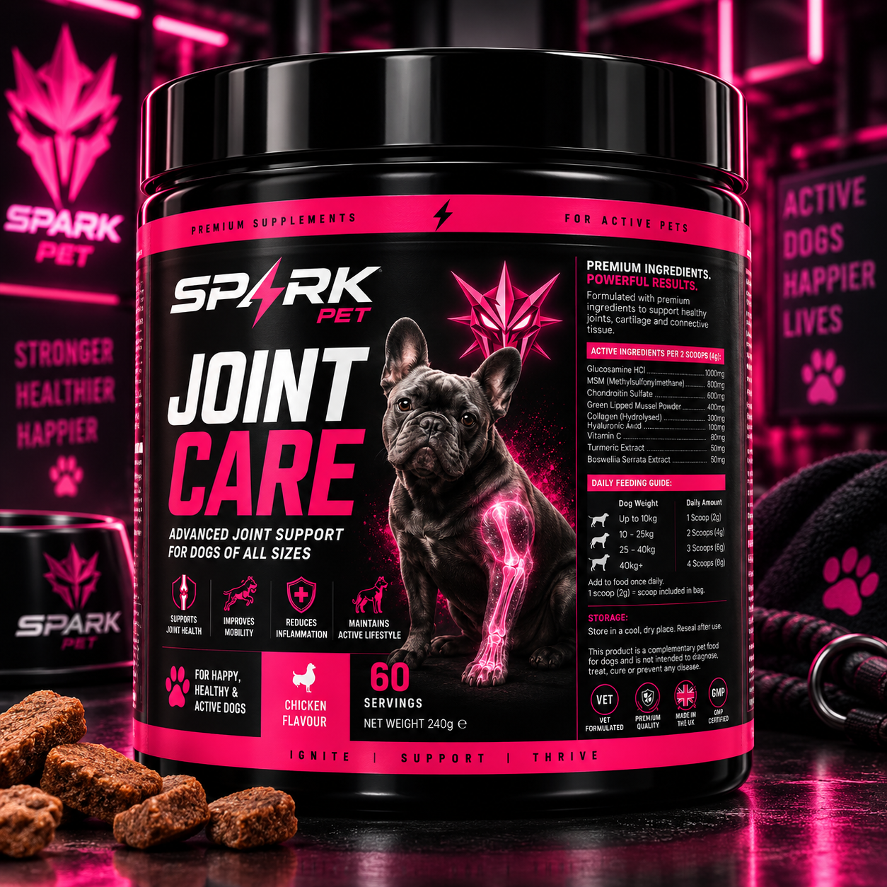 SPARK Pet Joint Care supplement tub