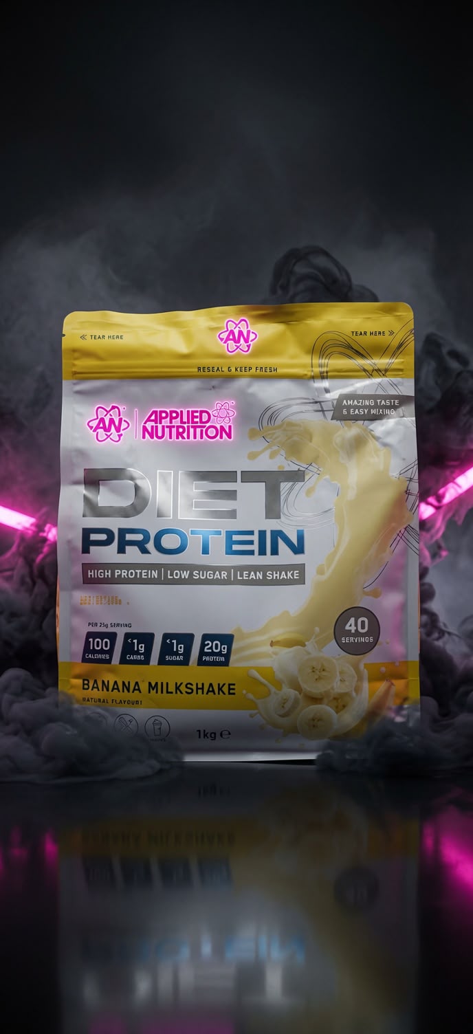 Applied Nutrition Diet Whey - High Protein Powder Supplement, Low Carb & Sugar, for Weight Management with CLA, L Carnitine, Green Tea (1kg - 40 Servings) (Banana Milkshake)