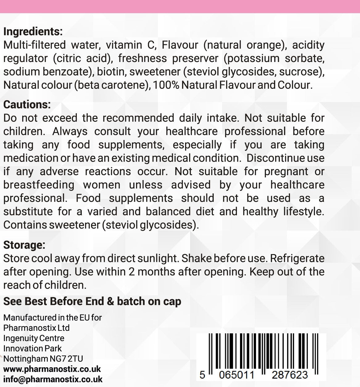 Biotin Liquid 500 mL - High Strength 10000mcg With Vit C