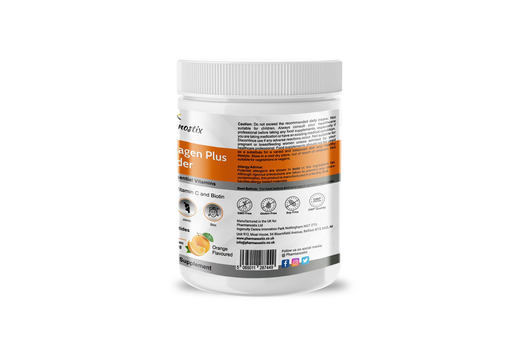 Hydrolysed Marine Collagen Plus Powder 300g - 10,000mg Collagen Orange Flavoured