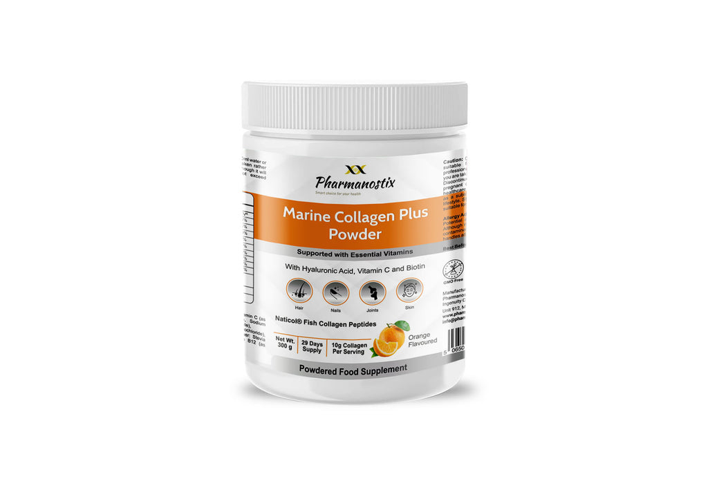 Hydrolysed Marine Collagen Plus Powder 300g - 10,000mg Collagen Orange Flavoured