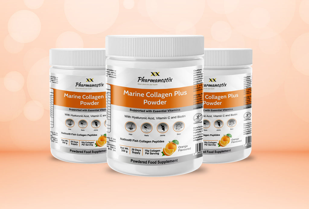 Hydrolysed Marine Collagen Plus Powder 300g - 10,000mg Collagen Orange Flavoured