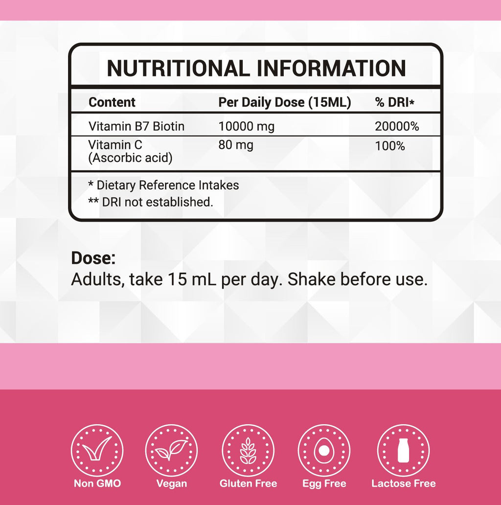 Biotin Liquid 500 mL - High Strength 10000mcg With Vit C