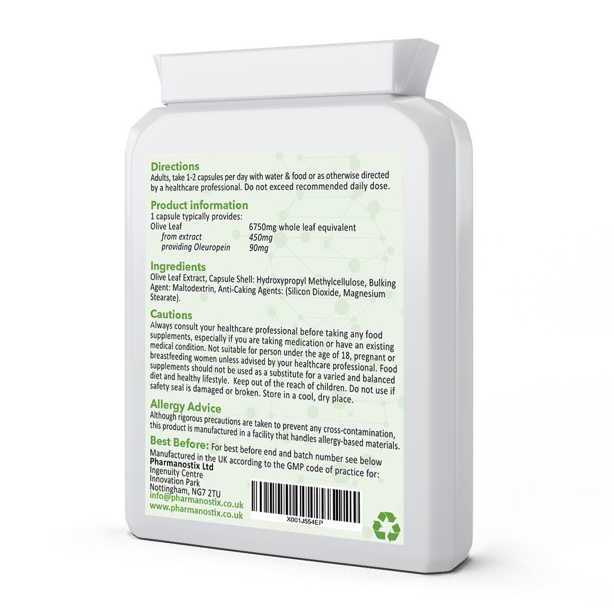 Olive Leaf Extract Supplement 60 Vegan Capsules