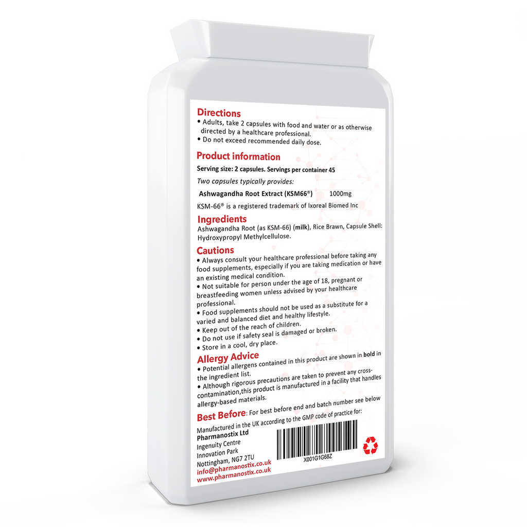 Ashwagandha KSM-66 ®, 1000mg Daily Dose with 5% Withanolides